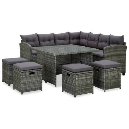 Salon de jardin 6 pcs avec coussins Résine tressée Gris 41