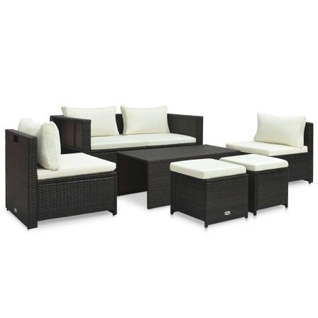 Salon de jardin 6 pcs avec coussins Résine tressée Marron 37