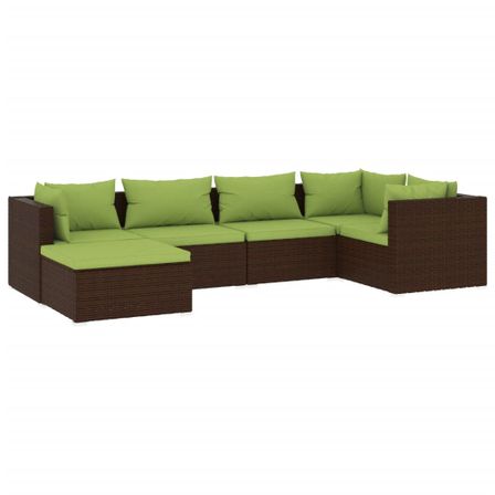 Salon de jardin 6 pcs avec coussins Résine tressée Marron 28