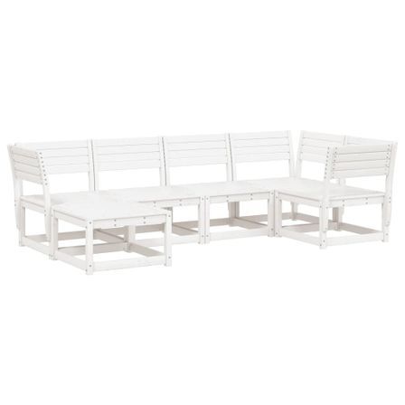 Salon de jardin 6 pcs blanc bois de pin massif