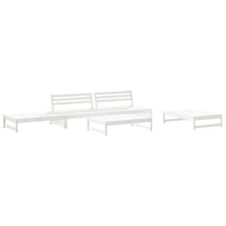 Salon de jardin 6 pcs Blanc Bois de pin massif