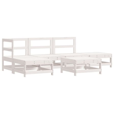 Salon de jardin 6 pcs Blanc Bois de pin massif