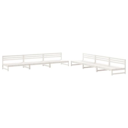Salon de jardin 6 pcs Blanc Bois de pin massif