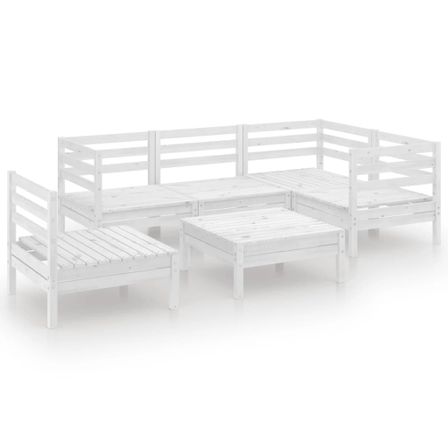 Salon de jardin 6 pcs Bois de pin massif Blanc 7