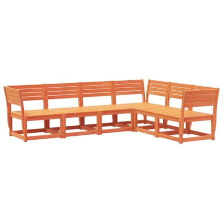 Salon de jardin 6 pcs marron bois de pin massif