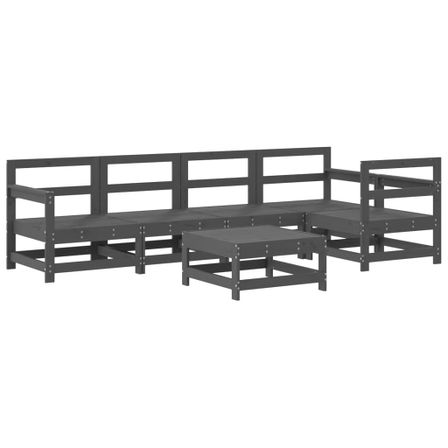 Salon de jardin 6 pcs Gris Bois de pin massif
