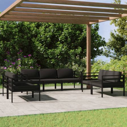 Salon de jardin 7 pcs avec coussins Aluminium Anthracite 4