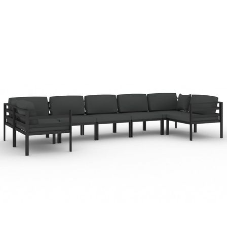 Salon de jardin 7 pcs avec coussins Aluminium Anthracite