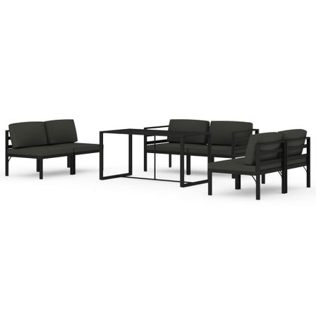Salon de jardin 7 pcs avec coussins Aluminium Anthracite