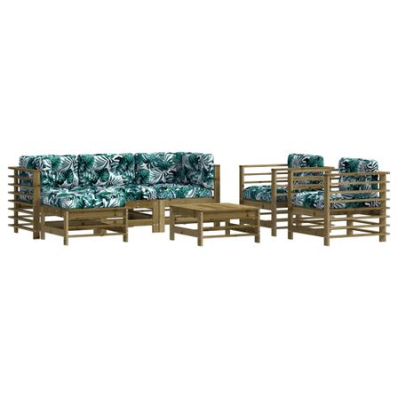 Salon de jardin 7 pcs avec coussins bois de pin imprégné