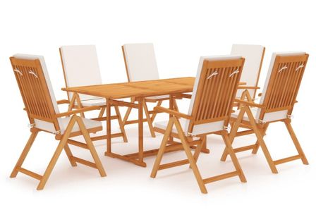 Salon de jardin 7 pcs avec coussins Bois de teck massif