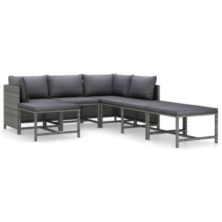 Salon de jardin 7 pcs avec coussins Résine tressée Gris 30