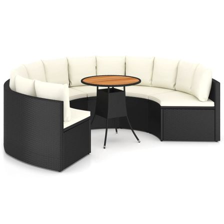Salon de jardin 7 pcs avec coussins Résine tressée Noir 41