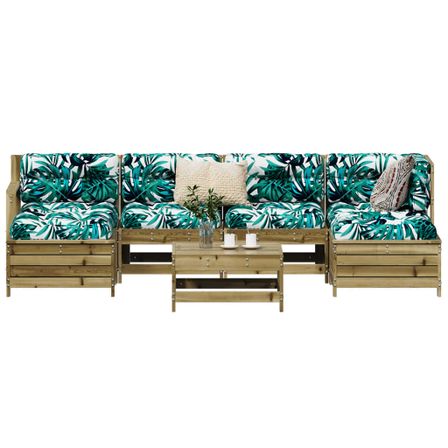 Salon de jardin 7 pcs bois de pin imprégné