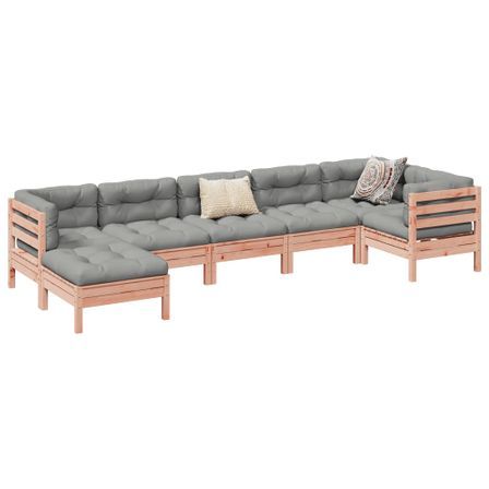 Salon de jardin 7 pcs et coussins bois massif sapin de douglas