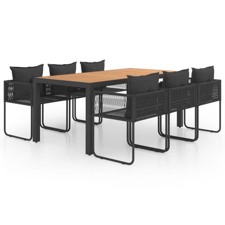 Salon de jardin 7 pcs PVC Résine tressée Noir et marron 2