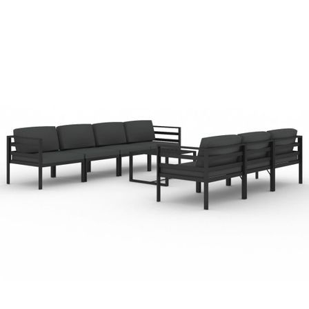 Salon de jardin 8 pcs avec coussins Aluminium Anthracite