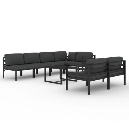 Salon de jardin 8 pcs avec coussins Aluminium Anthracite