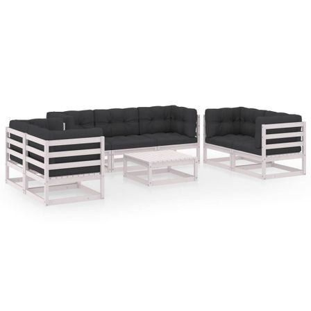 Salon de jardin 8 pcs avec coussins Bois de pin massif 48