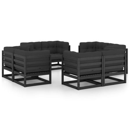 Salon de jardin 8 pcs avec coussins Bois de pin massif 10