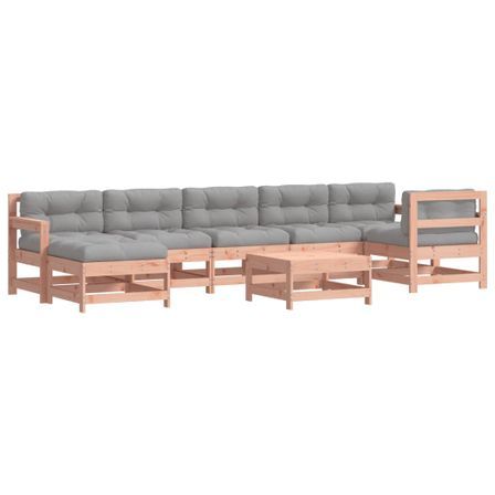Salon de jardin 8 pcs avec coussins bois massif douglas