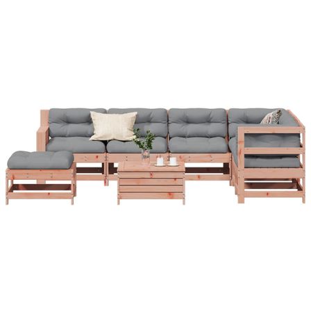 Salon de jardin 8 pcs avec coussins bois massif douglas