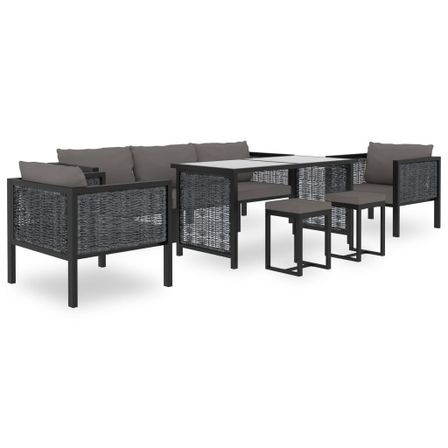 Salon de jardin 8 pcs avec coussins Résine tressée Anthracite 2