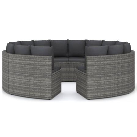 Salon de jardin 8 pcs avec coussins Résine tressée Gris 36