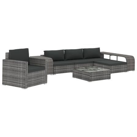Salon de jardin 8 pcs avec coussins Résine tressée Gris 25