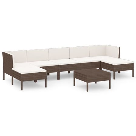 Salon de jardin 8 pcs avec coussins Résine tressée Marron 39