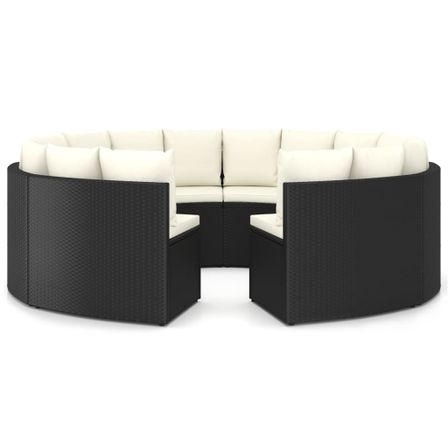 Salon de jardin 8 pcs avec coussins Résine tressée Noir 59