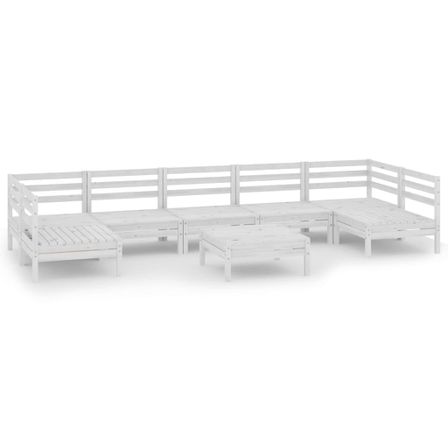 Salon de jardin 8 pcs Blanc Bois de pin massif 30