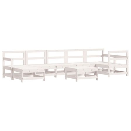 Salon de jardin 8 pcs Blanc Bois de pin massif