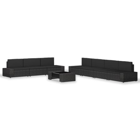 Salon de jardin 8 pcs Résine tressée Noir