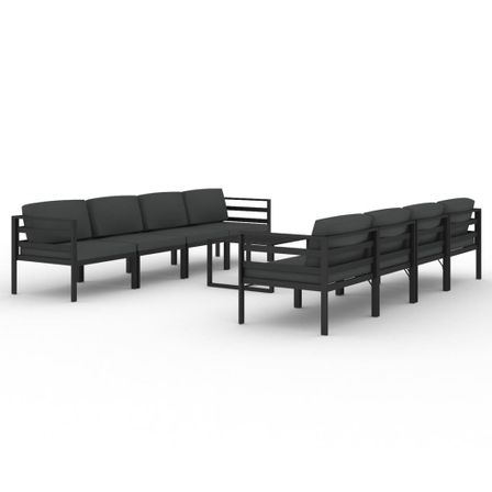 Salon de jardin 9 pcs avec coussins Aluminium Anthracite 3