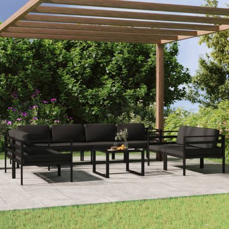 Salon de jardin 9 pcs avec coussins Aluminium Anthracite