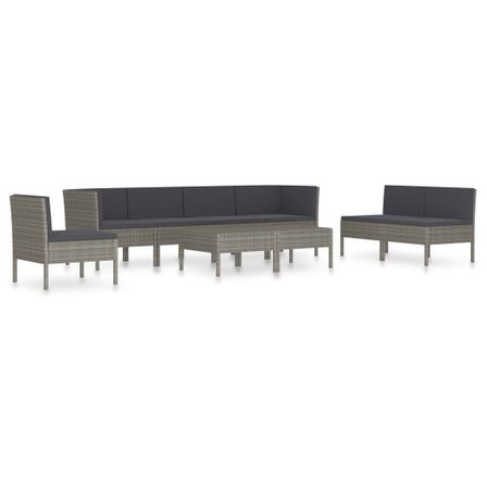 Salon de jardin 9 pcs avec coussins Résine tressée Gris 27