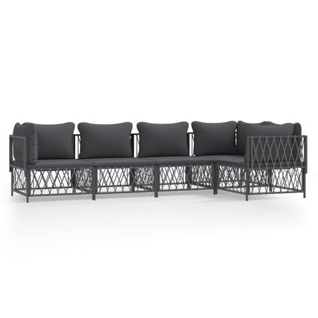 Salon de jardin avec coussins 5 pcs anthracite acier