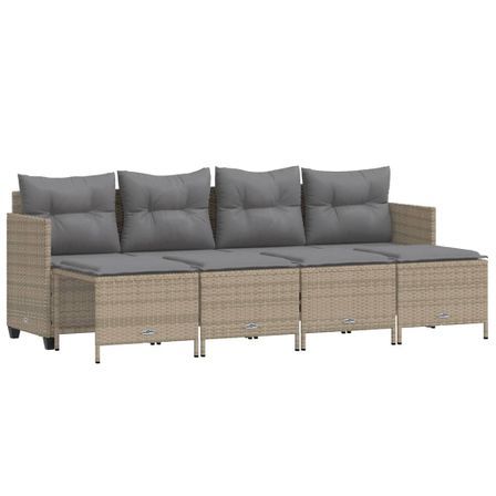 Salon de jardin avec coussins 5 pcs beige résine tressée