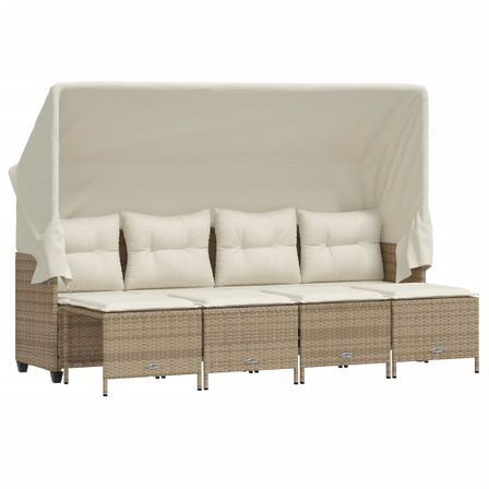 Salon de jardin avec coussins 5 pcs beige résine tressée