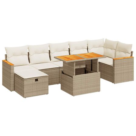 Salon de jardin avec coussins 5 pcs beige résine tressée