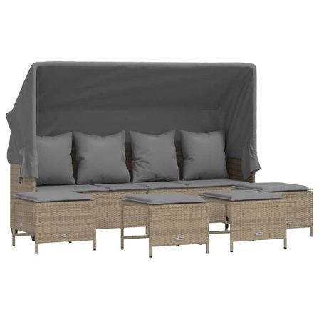 Salon de jardin avec coussins 5 pcs beige résine tressée