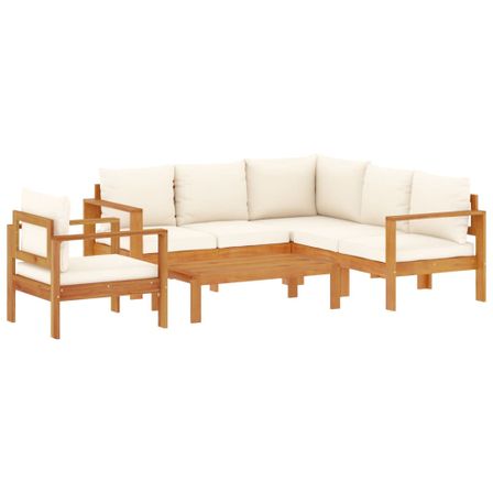 Salon de jardin avec coussins 5 pcs Bois d'acacia solide
