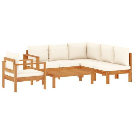 Salon de jardin avec coussins 5 pcs Bois d'acacia solide