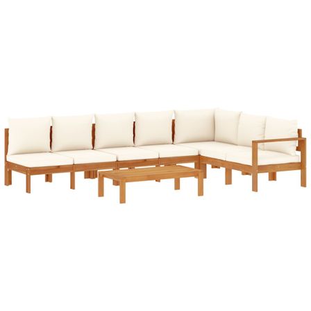 Salon de jardin avec coussins 5 pcs Bois d'acacia solide