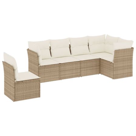 Salon de jardin avec coussins 6 pcs beige résine tressée