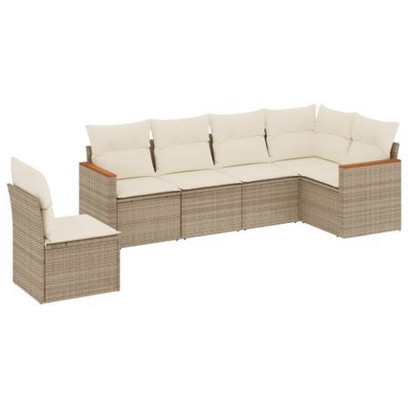 Salon de jardin avec coussins 6 pcs beige résine tressée