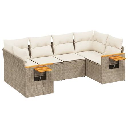 Salon de jardin avec coussins 6 pcs beige résine tressée