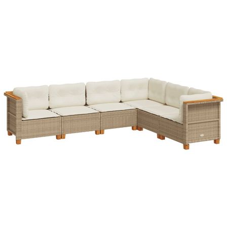 Salon de jardin avec coussins 6 pcs beige résine tressée