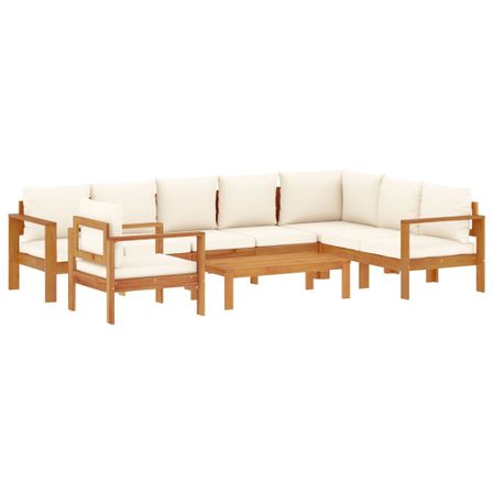 Salon de jardin avec coussins 6 pcs bois d'acacia solide